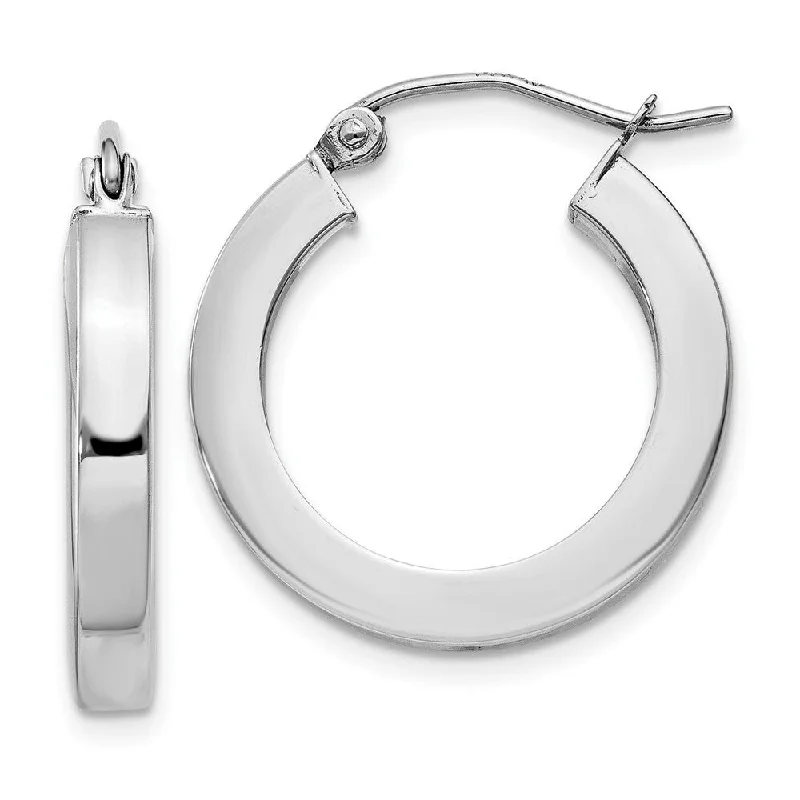 Diamond2Deal 14k White Gold Square Tube Hoop Earrings (L-20mm, W-3mm)