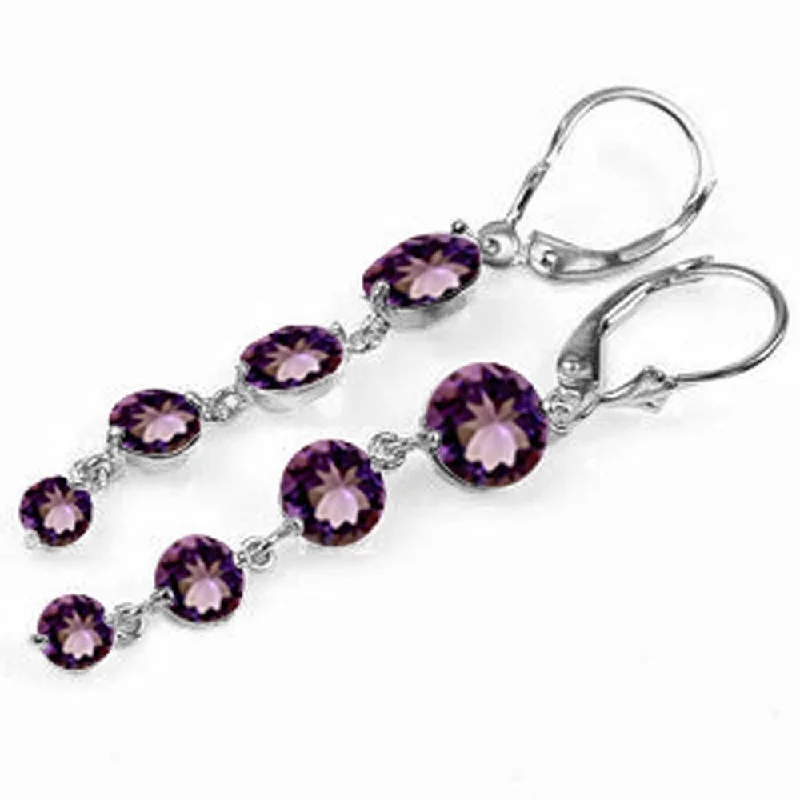 7.8 CTW 14K Solid White Gold Love Survives Amethyst Earrings