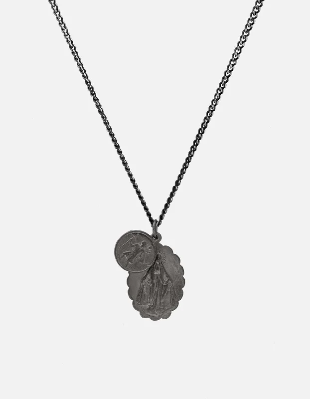 Mini Saints Necklace, Matte Black