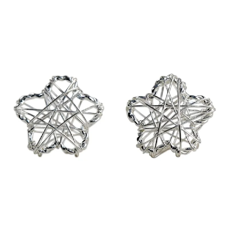 Handmade Flower Wrap Sterling Silver Earrings (Thailand) - 0.4L*0.4W