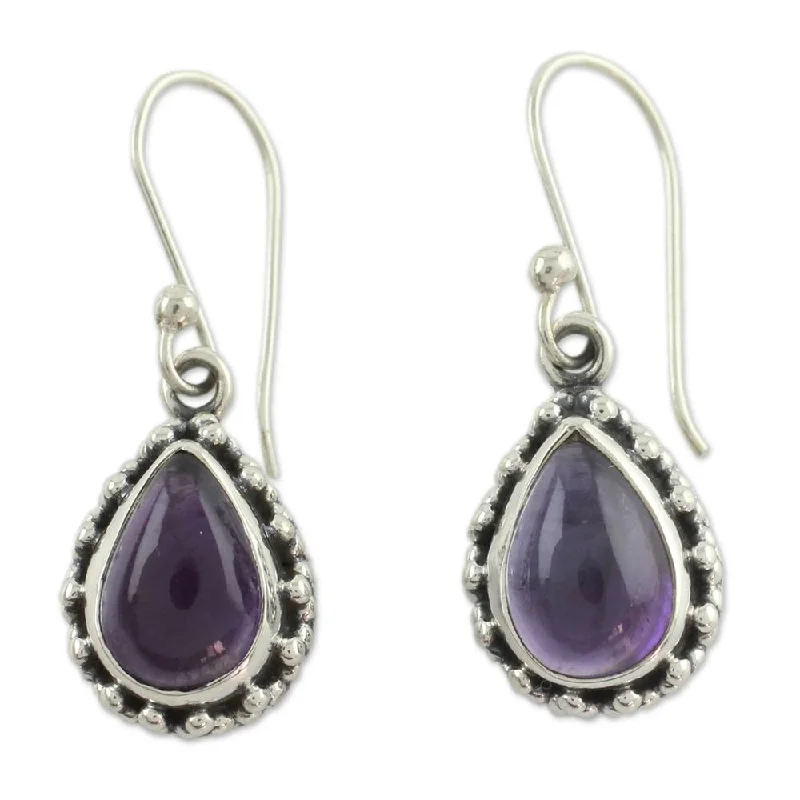 Handmade Sterling Silver 'Kiss Me' Amethyst Earrings (India)