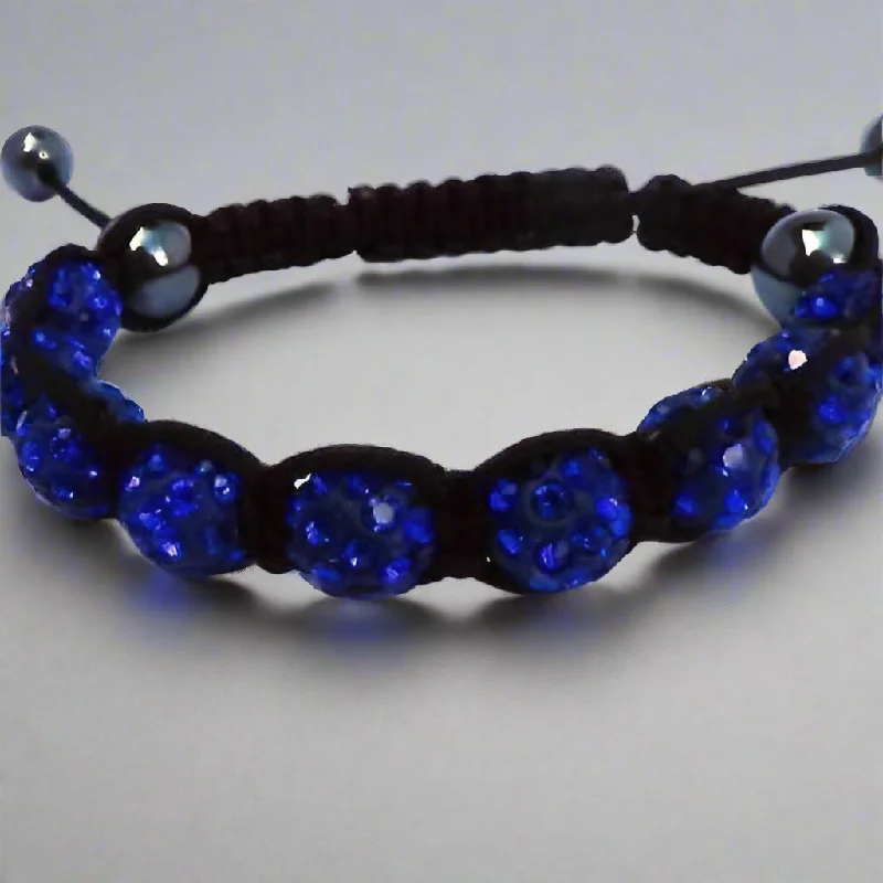 Sparkly Blue Crystals Hand Made Shamballa Bracelet