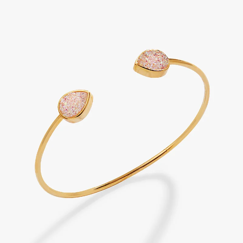 Glitter Druzy Flex Cuff Bracelet, Pink