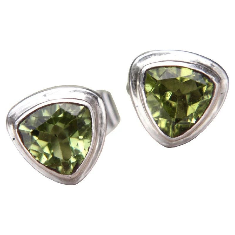 Handmade Sterling Silver 'Green Trinity' Peridot Earrings (Indonesia)