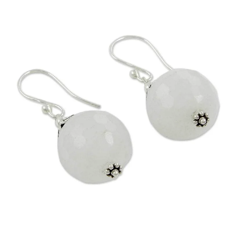 Sterling Silver 'Glorious White' Chalcedony Earrings (India)