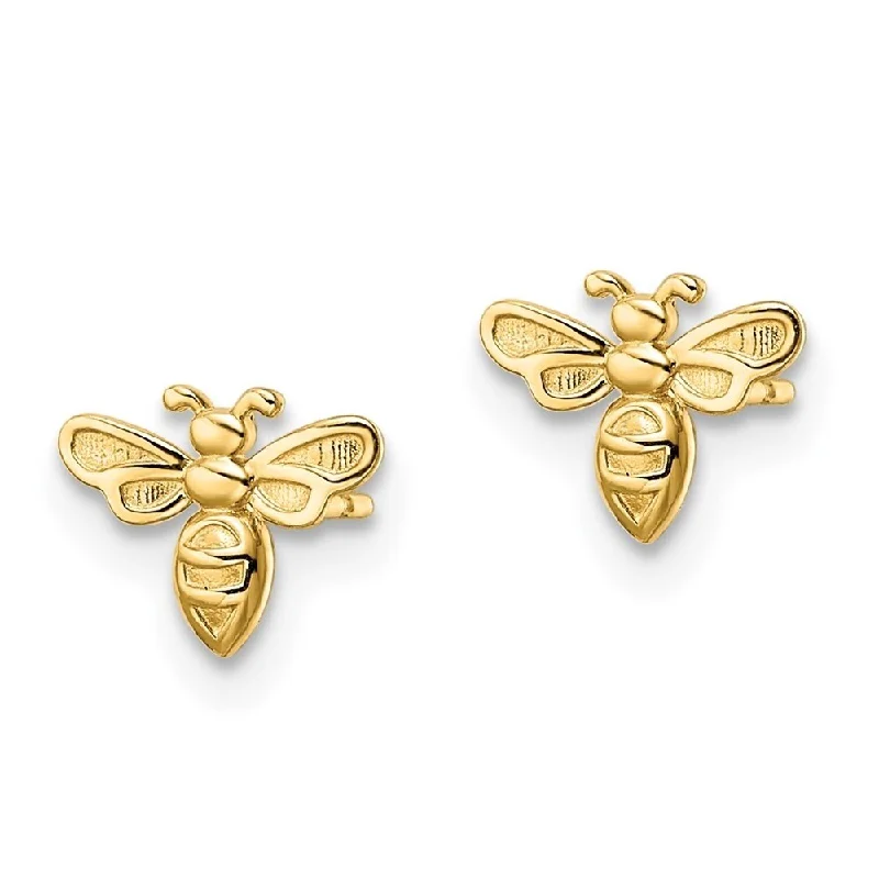 Diamond2Deal 14k Yellow Gold Bumble Bee Post Stud Earrings (L-6.5mm, W-8mm)