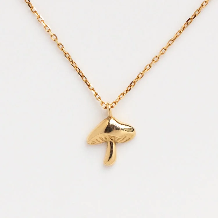 Solid Gold Mushroom Necklace