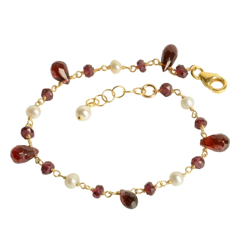 Garnet + Pearl Gemstone Bracelet