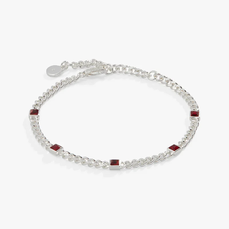 January Birthstone Scarlet Curb Chain Bracelet