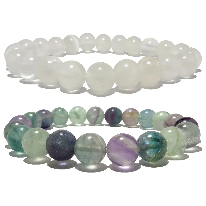 Dream Bracelet Set Selenite Fluorite Celestial Stones