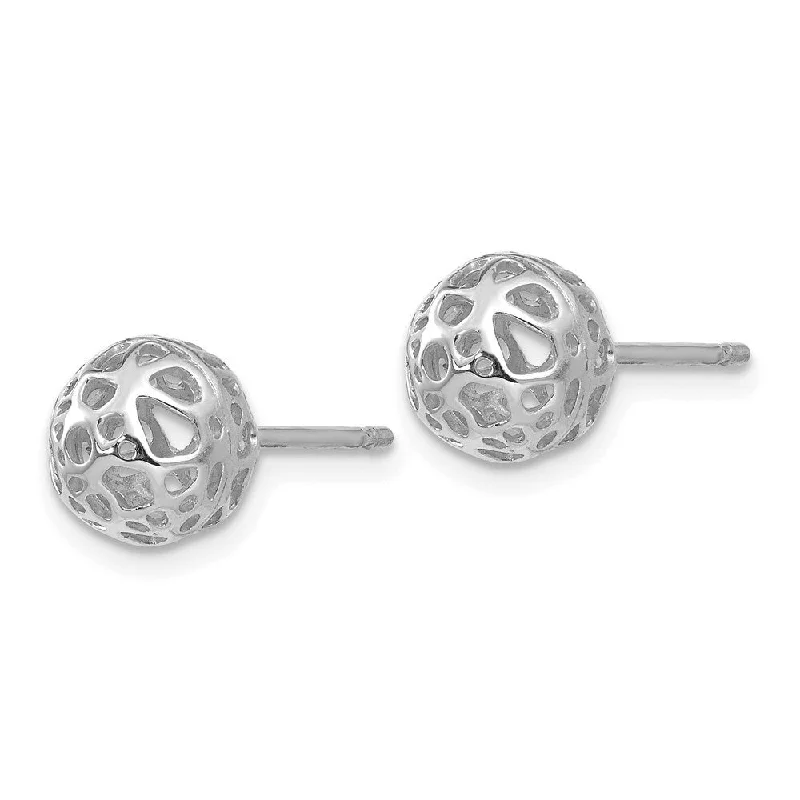 Diamond2Deal 14K White Gold Medium Fancy Ball Post Earrings (L-7.5mm, W-7.5mm)