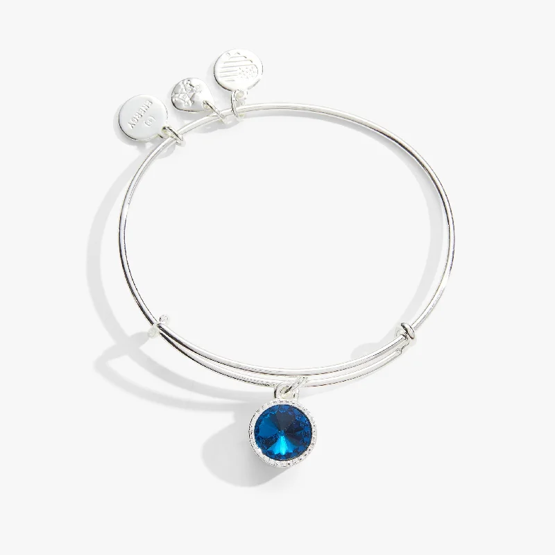 December Birthstone Charm Bangle, Blue Zircon