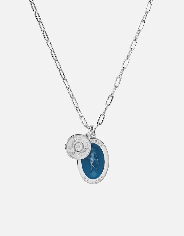 Fortuna Cable Chain Necklace, Sterling Silver/Blue