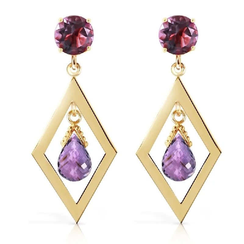 2.4 Carat 14K Solid Gold Chandelier Earrings Amethyst