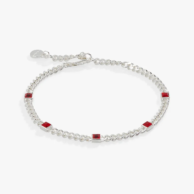 July Birthstone Ruby Curb Chain Bracelet