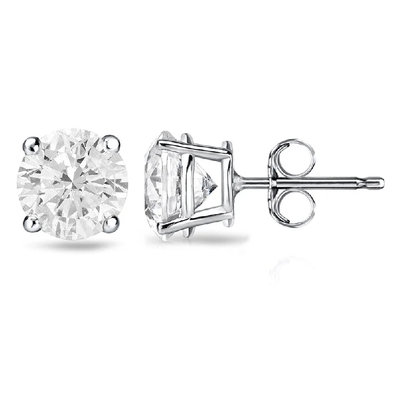 18k Gold 2ct TW Round Clarity Enhanced Diamond Stud Earrings (G-H, I1-I2)