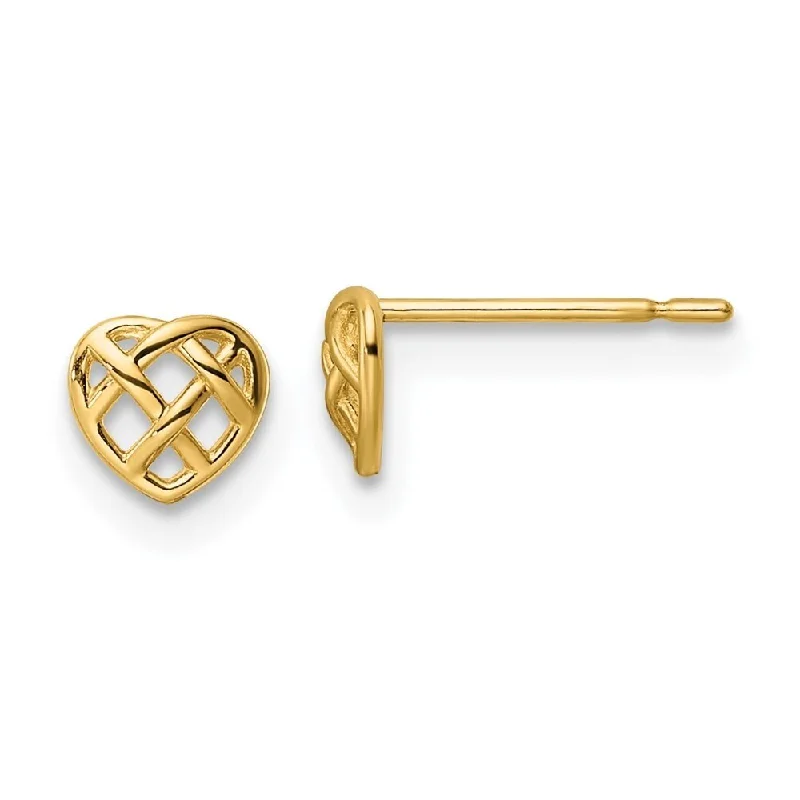 Diamond2Deal 14k Yellow Gold Heart Post Stud Earrings (L-5mm, W-5.35mm)