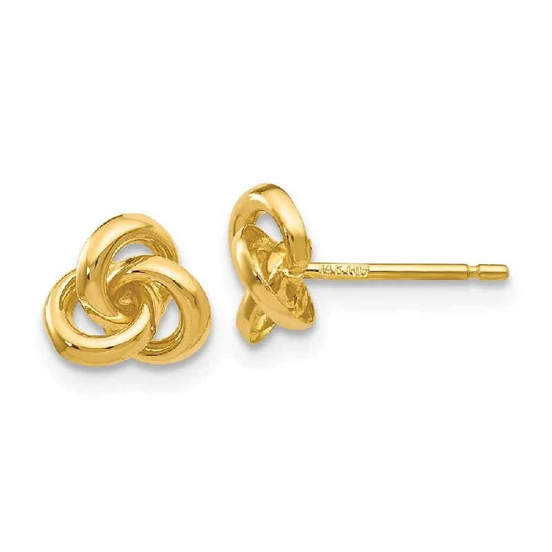 Diamond2Deal 14k Yellow Gold Trinity Knot Stud Earrings (L-7mm, W-7mm)