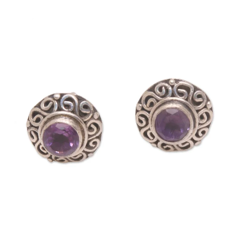 NOVICA God Eye, Amethyst stud earrings - 0.3*0.3