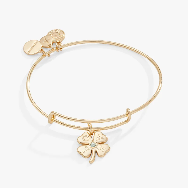 'Love' Clover Charm Bangle Bracelet