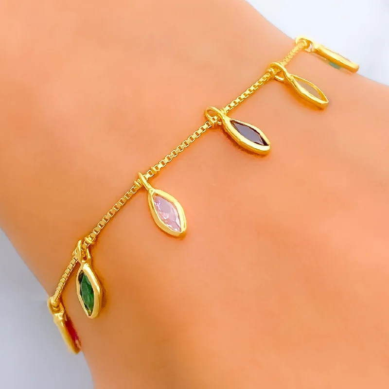 Bright Stylish 22k Gold CZ Bracelet