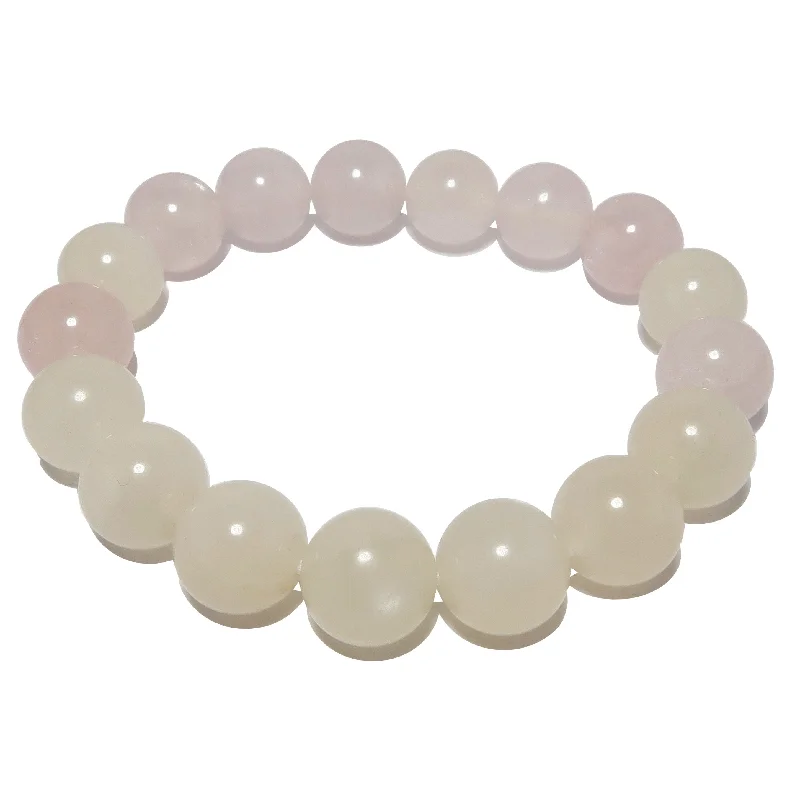 White Moonstone Bracelet Rose Quartz Lunar Love