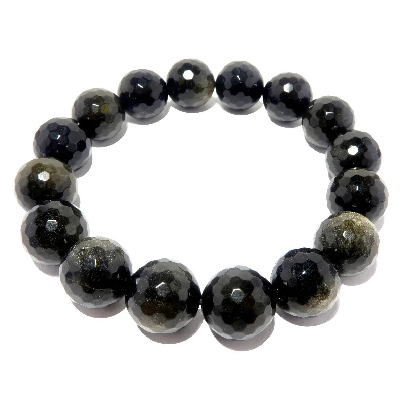 Gold Sheen Obsidian Bracelet Faceted Bead Spark