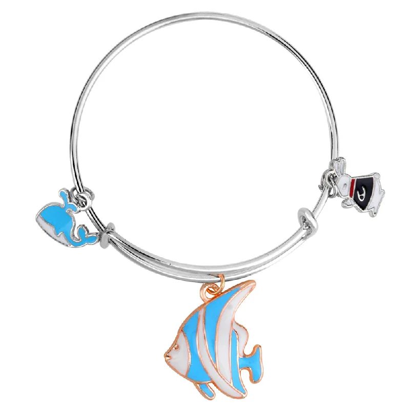 Mahi Fish & Rabit Shaped Enamel Work Charms Kids Bracelets for Girls (BRK1100943M)