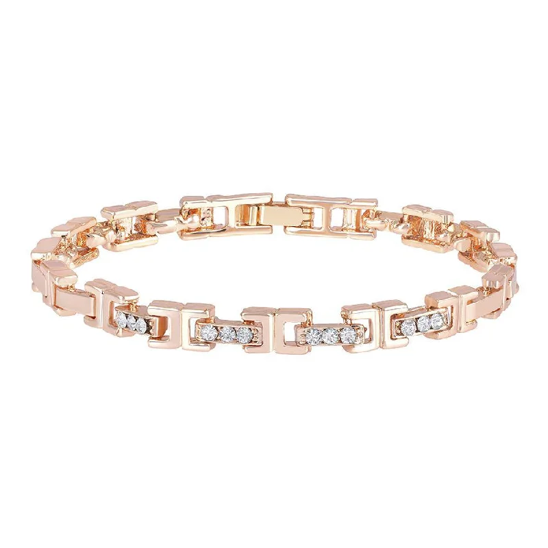 Mahi Rose Gold Plated Ultimate Bracelet with White Crystals for Women (BR1100458Z)