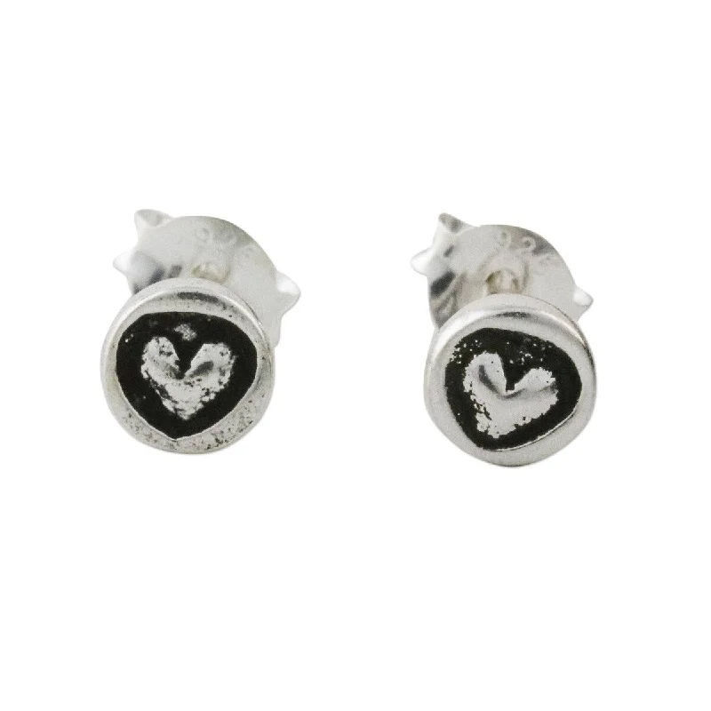 NOVICA Little Heart, Sterling silver stud earrings - 0.2*0.2