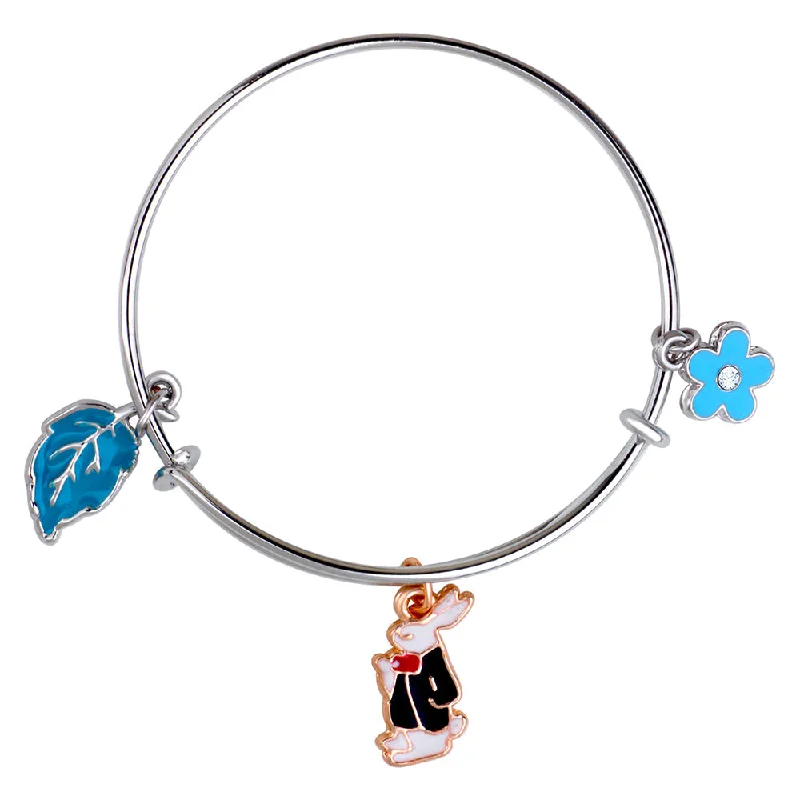 Mahi Rabit Floral & Leaf Shaped Enamel Work Charms Kids Bracelets for Girls (BRK1100953M)