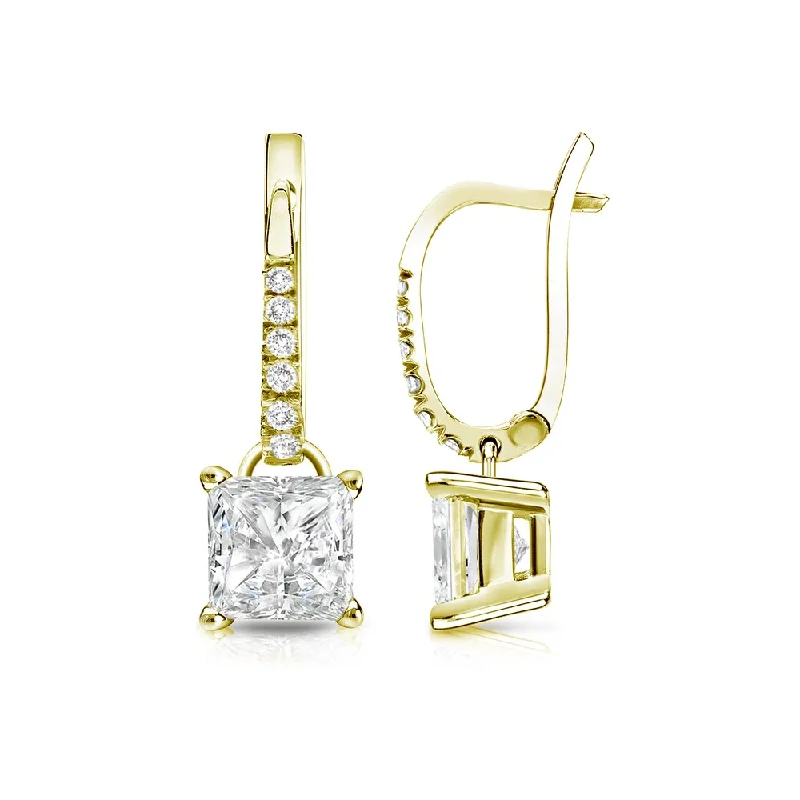 Auriya 14k Gold 1 3/4ctw Princess-cut Diamond Dangle Earrings (I-J, SI2-SI3)