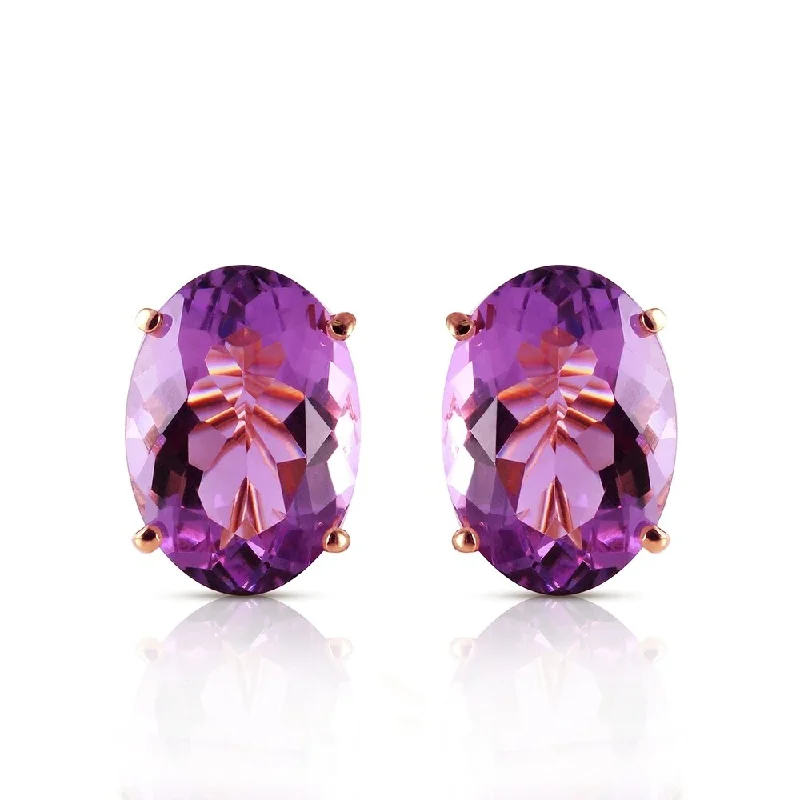 15.1 CTW 14K Solid Rose Gold French Clips Earrings Natural Amethyst