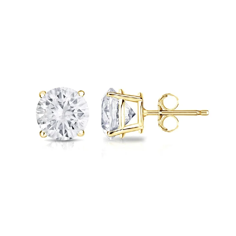 18k Gold Round 3/4ct TW Clarity Enhanced Diamond Stud Earrings (H-I, SI1-SI2)