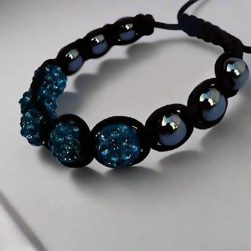 Sparkly Peacock Crystals Hand Made Shamballa Bracelet