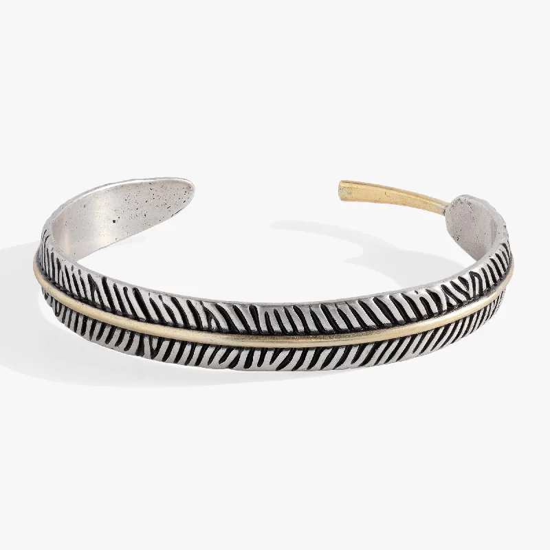 Two-Tone Feather Cuff Bracelet