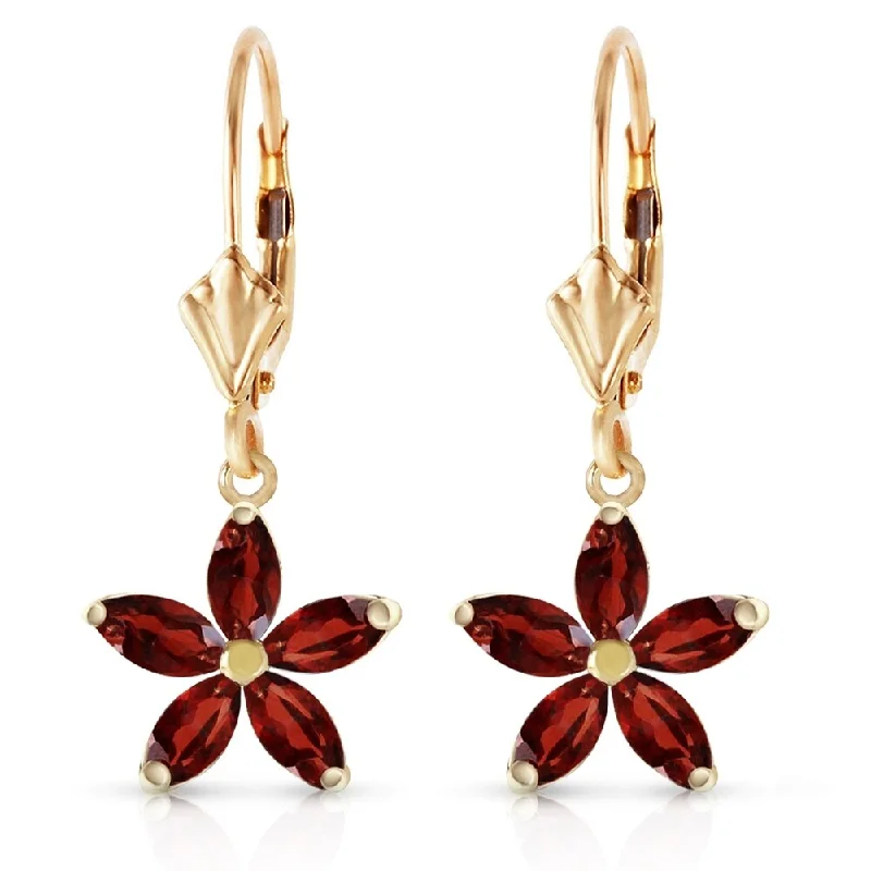 2.8 Carat 14K Solid Gold Starglow Garnet Earrings