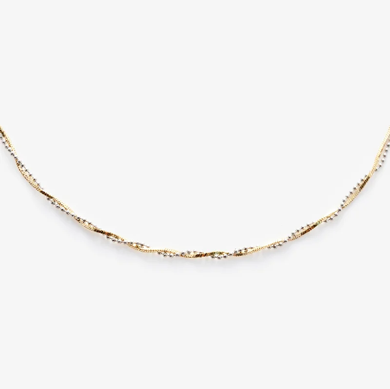 Solid Gold Twisted Mixed Metal Chain