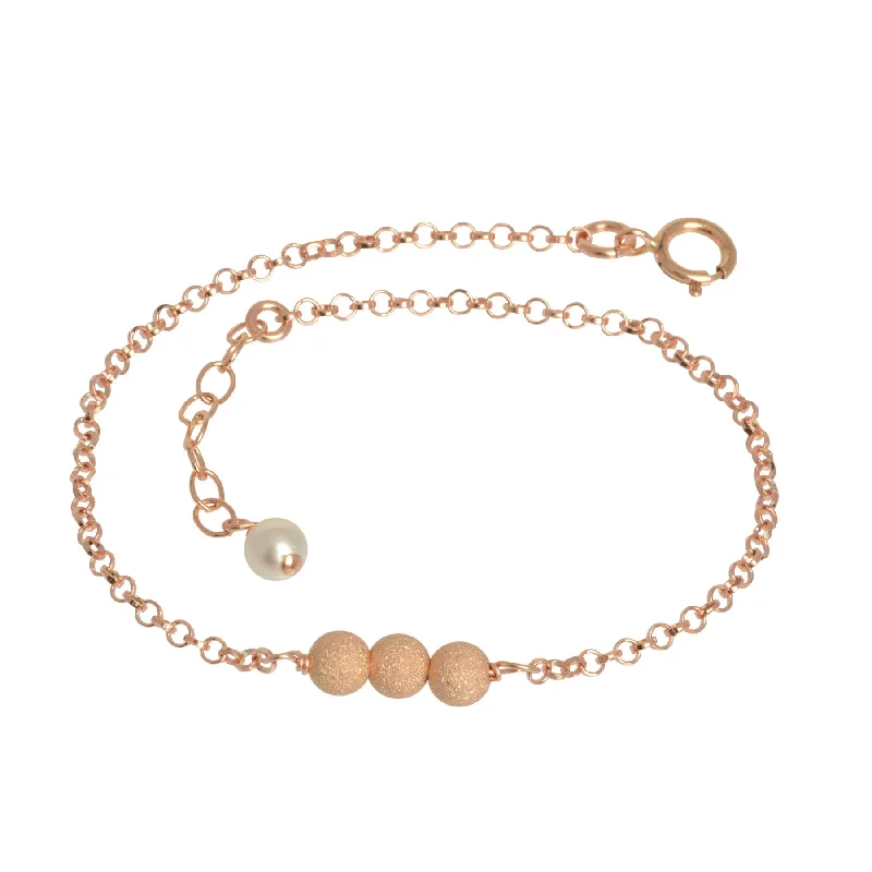 Rose Gold Triple Glitter Ball Bracelet