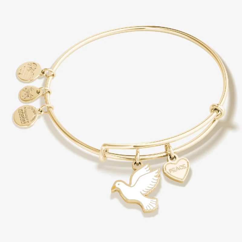 'Peace' Dove Duo Charm Bangle Bracelet