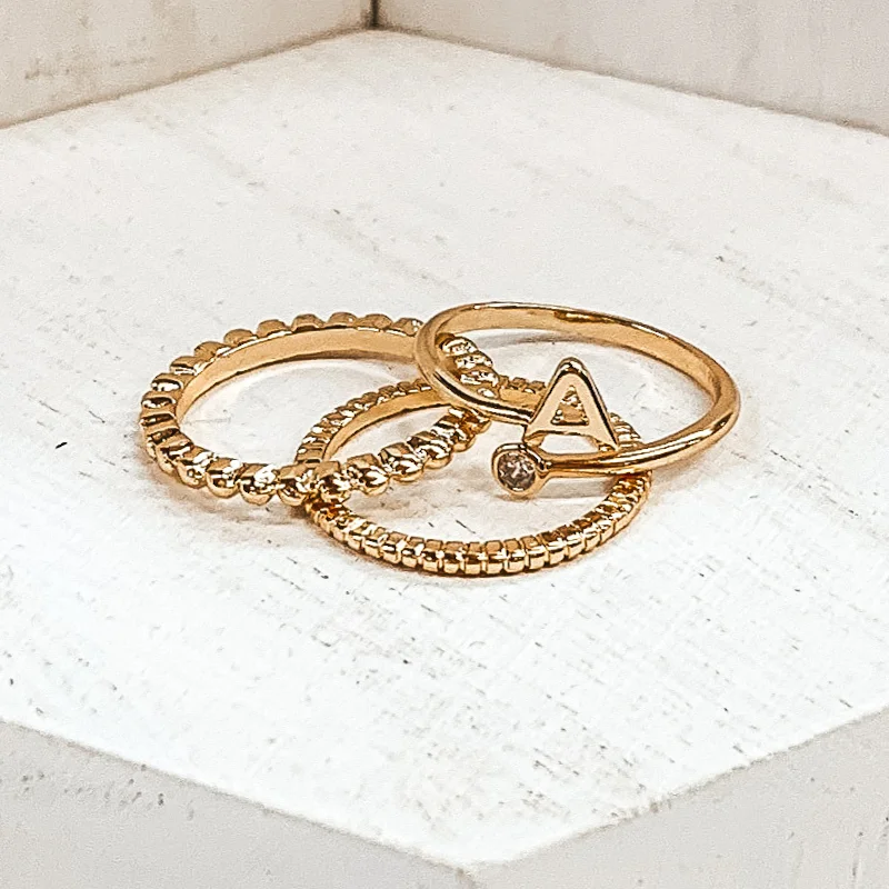 Initial Ring Set in Gold Tone