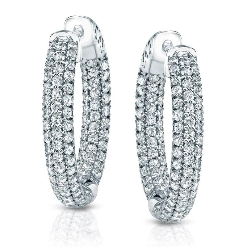 Auriya 14k Gold 2 1/2ctw Medium Pave Diamond Hoop Earrings - 0.94-inch (J-K, I1-I2)