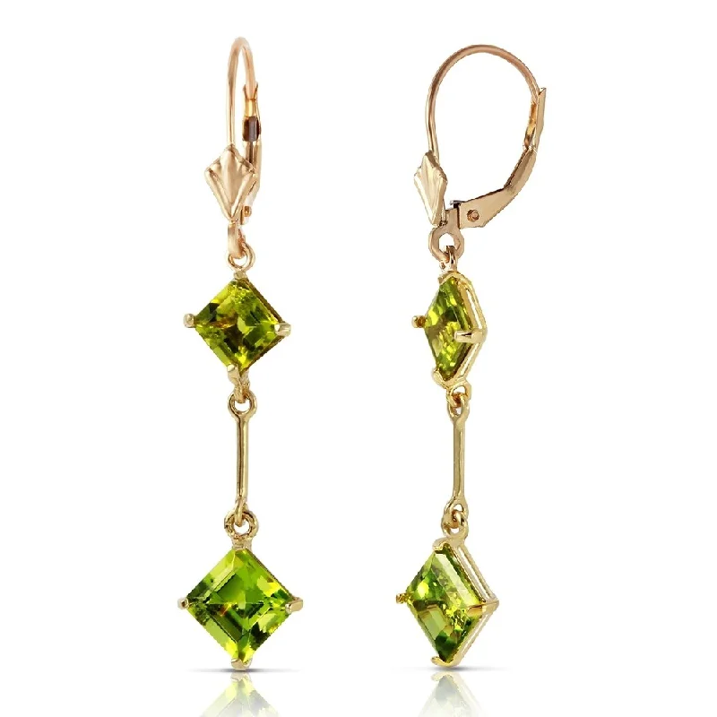 3.75 Carat 14K Solid Gold Leverback Earrings Peridot