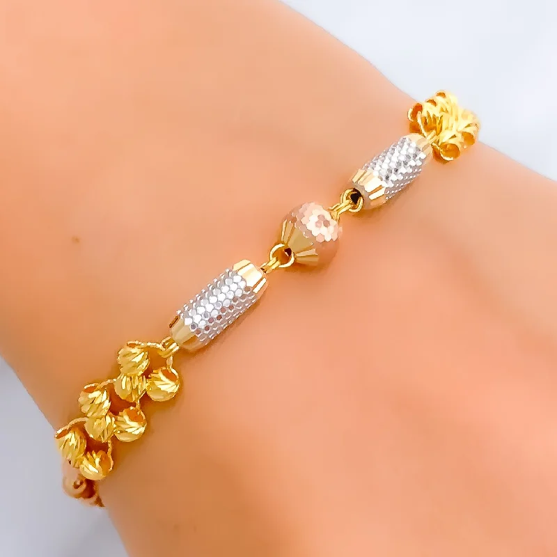 Dazzling Oval Barrel 22k Gold Orb Bracelet