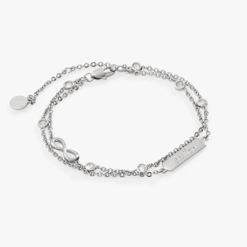 'Sister' Infinity Chain Bracelet, Adjustable