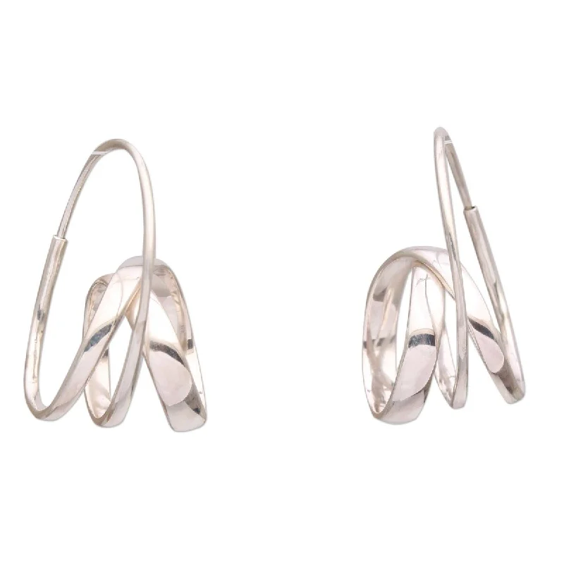 NOVICA Modern Curls, Sterling silver hoop earrings