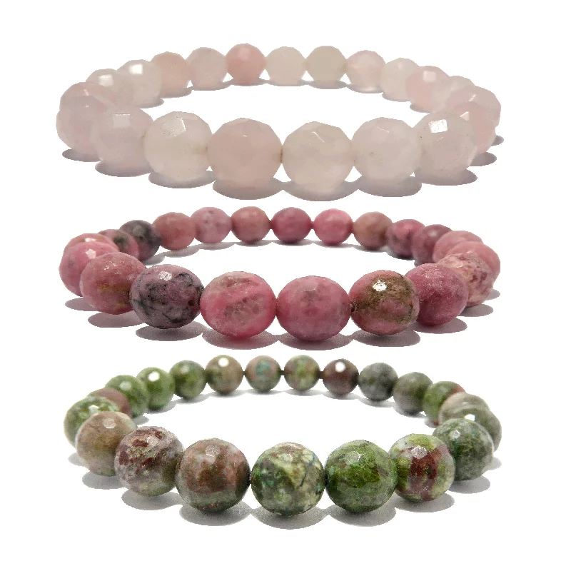 Love Bracelet Set Chrysocolla Rose Quartz Rhodonite