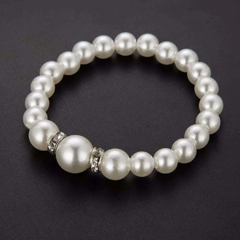 Ivory Pearl  Bead and Crystal Accented Bracelet