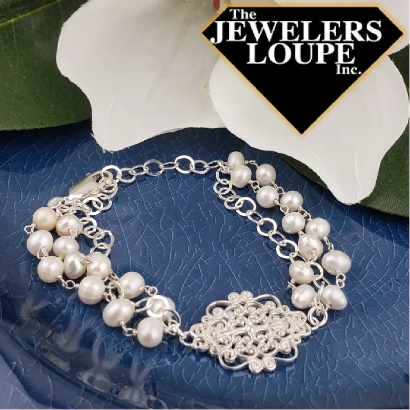 Southern Gates Sterling Silver Joanne Pearl Bracelet 7 to 8.5" (95428)