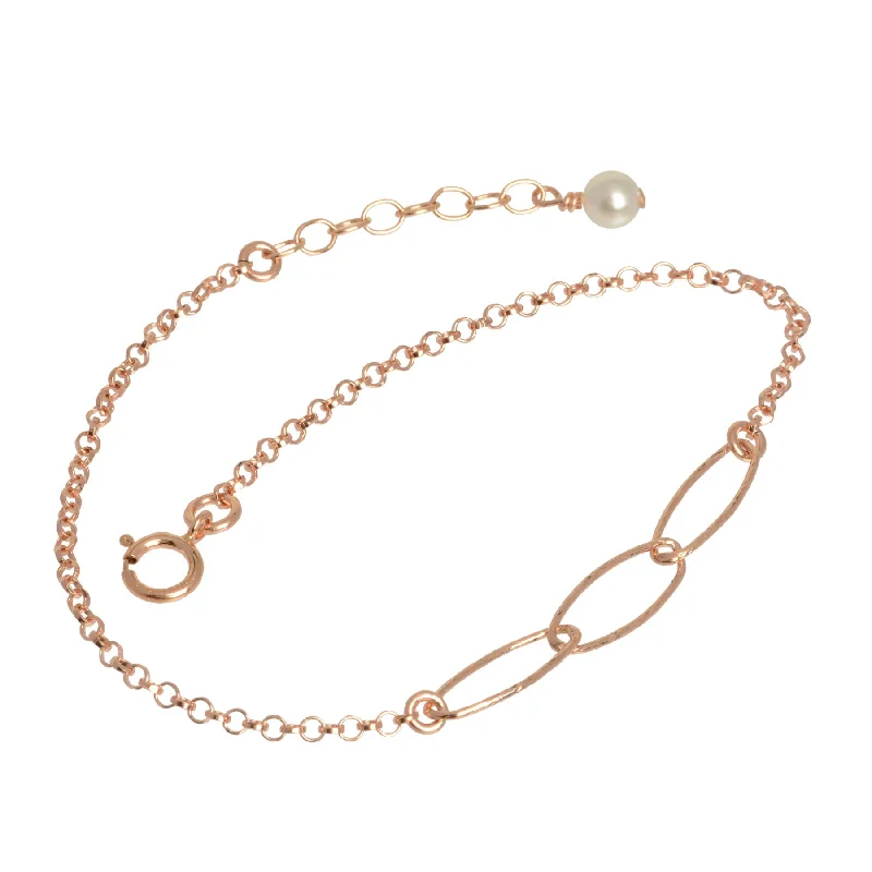 Rose Gold Triple Oval Chain Bracelet